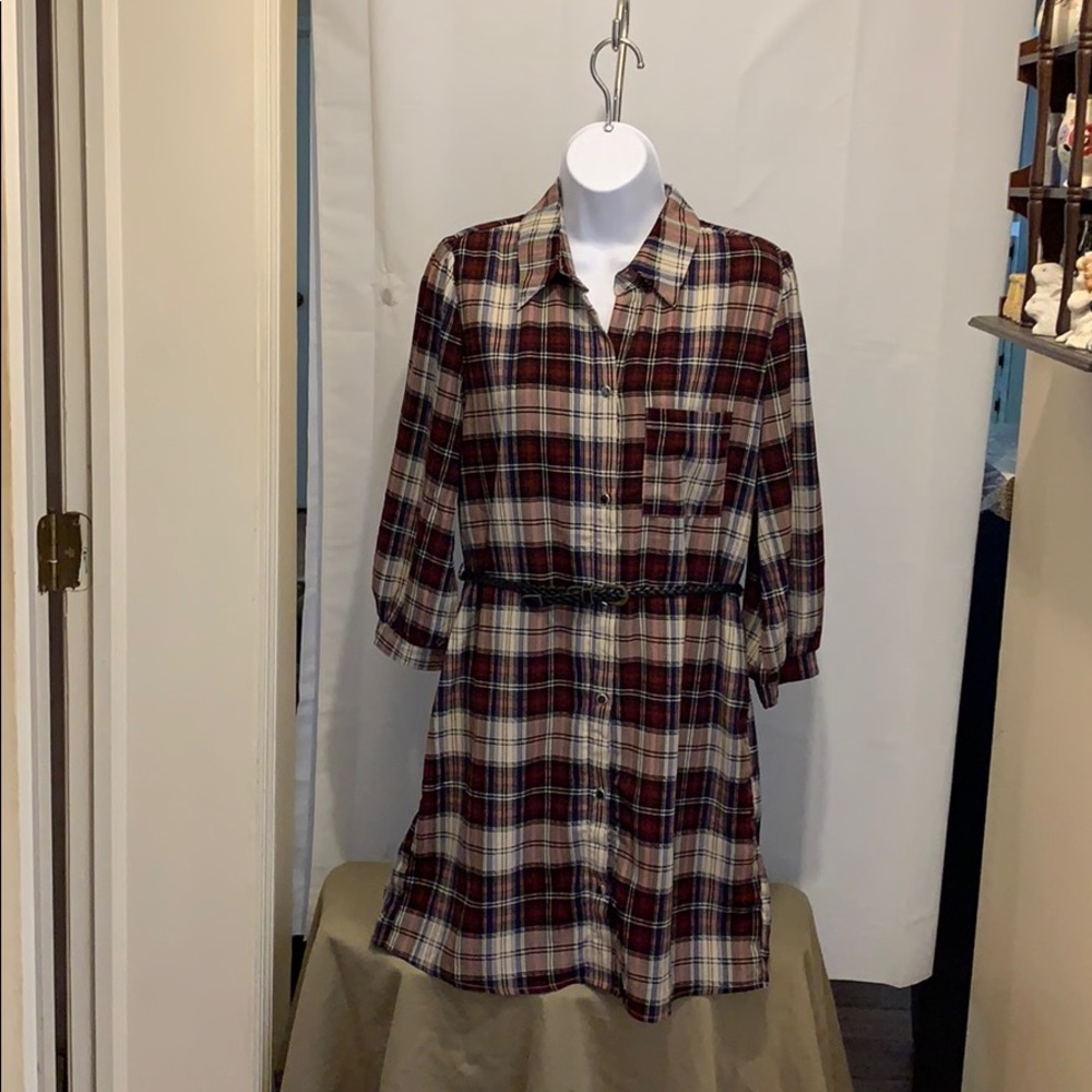 Pink Owl Apparel SzM Plaid Shirt Dress/Tunic